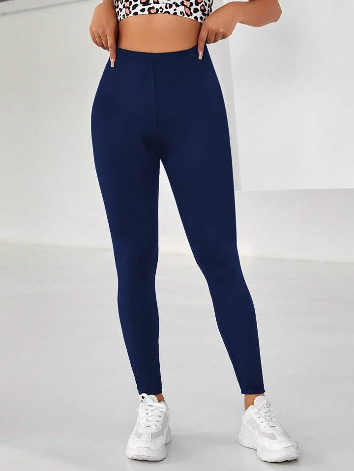 Solid Wideband Waist Sports Leggings