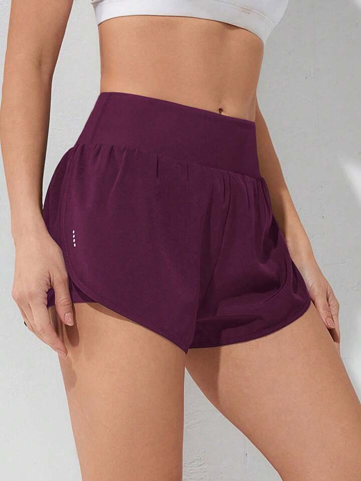 Running Wideband Waist Dolphin Hem Sports Shorts