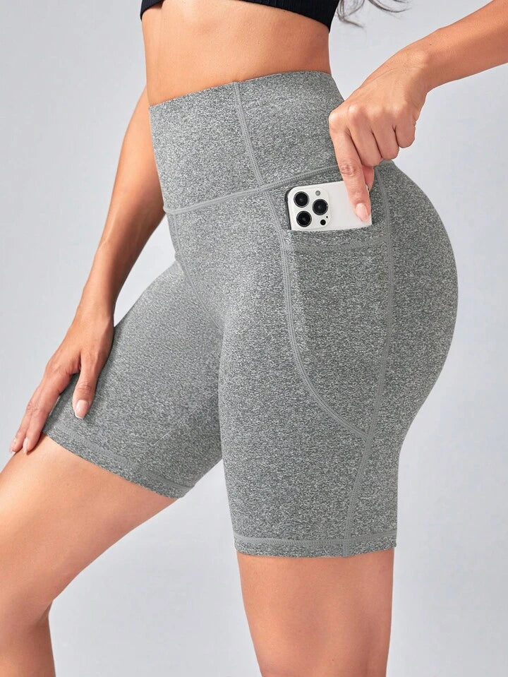 Yoga Basic Women Solid Color Casual Sports Shorts With Pockets