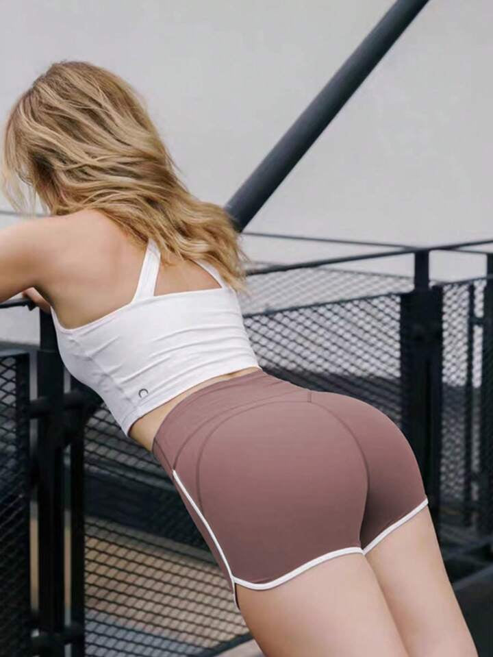 Sports Shorts High Waist With Built-In Briefs Yoga, Gym, & Cycling