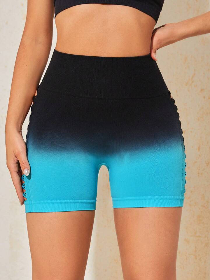 Women's Fashionable Gradient Hollow Out Sports Shorts