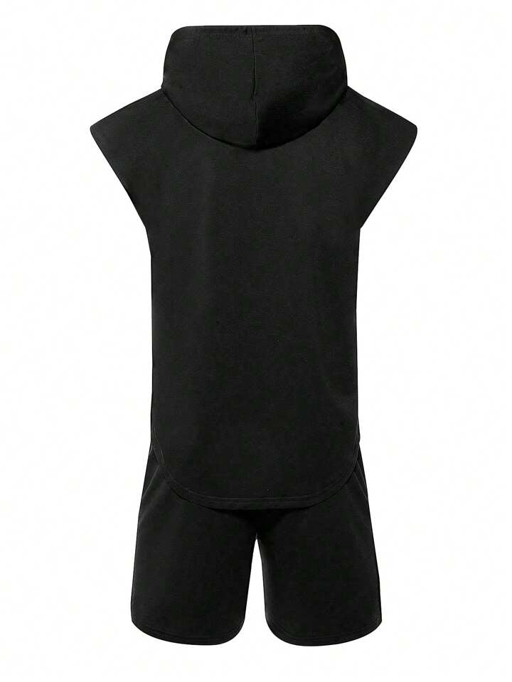Men Shorts Set Men's Sleeveless Hooded Boxing Sportswear Set