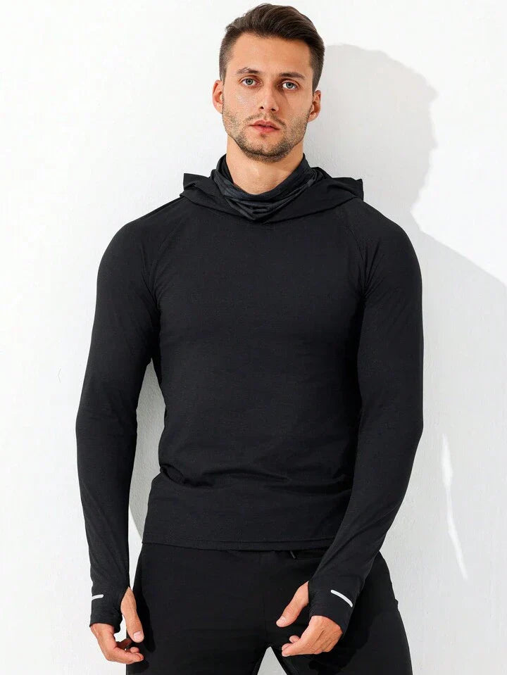 Men's Slim Fit Hooded Reflective Stripe Color Block Sports Sweatshirt