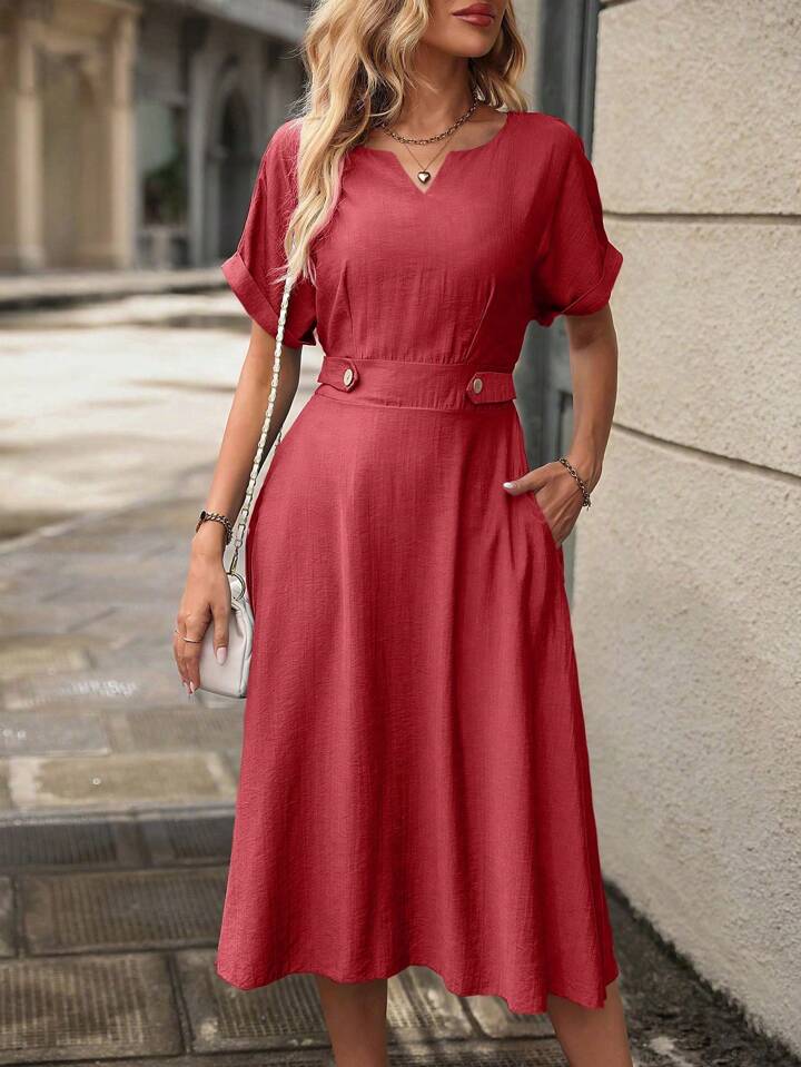 Neckline Batwing Sleeve Dress