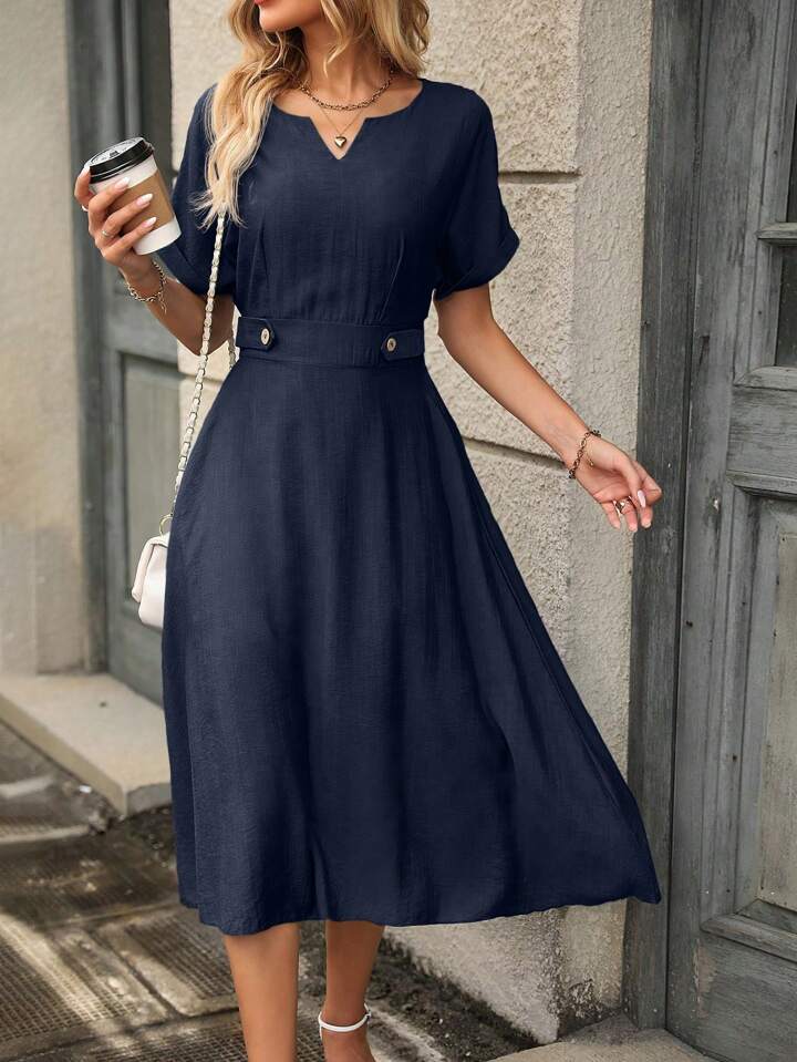 Neckline Batwing Sleeve Dress
