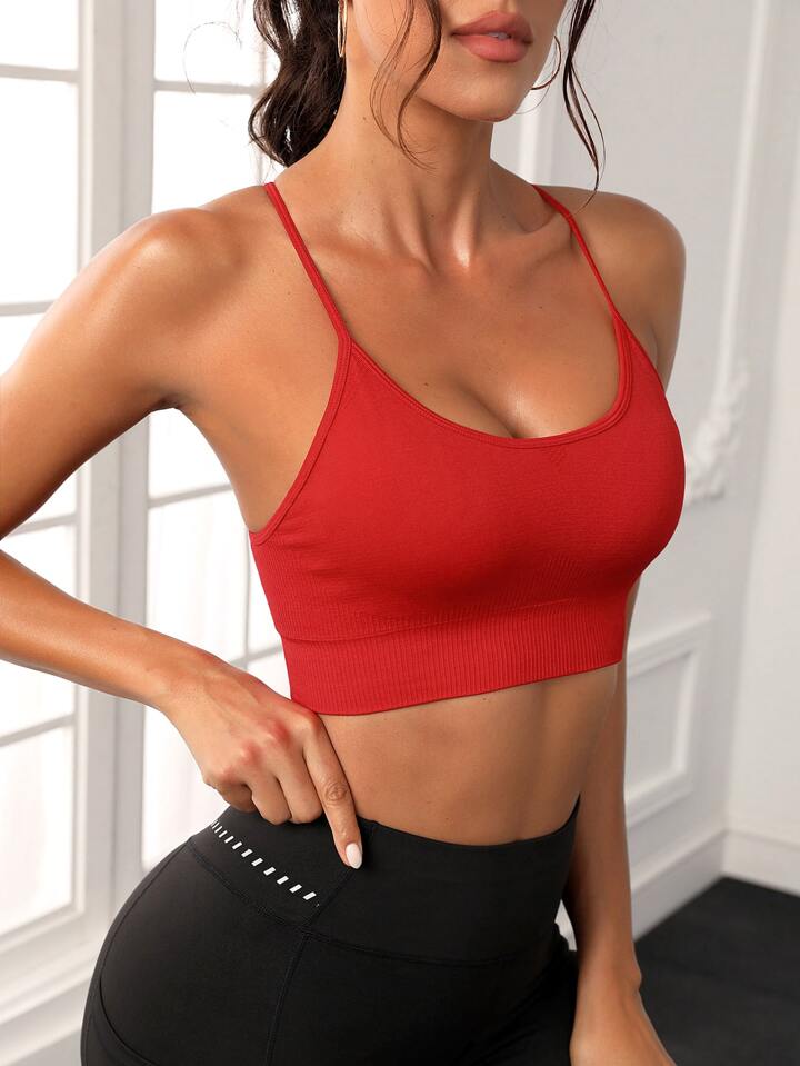 Two Tone Crisscross Back Sports Bra
