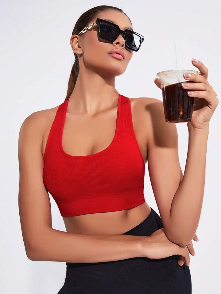 Solid Color Back-Crossed Simple And Comfortable Sports Bra