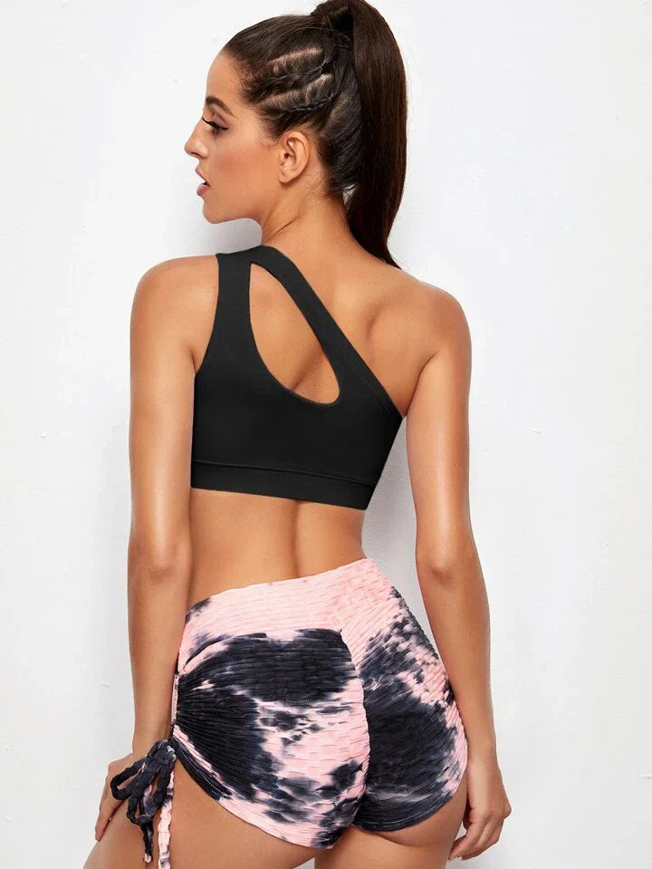 Medium Support One Shoulder Cut Out Sports Bra