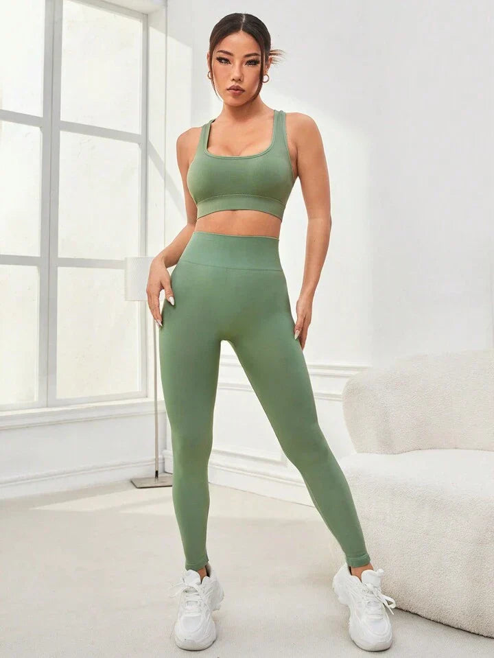 Yoga Sxy Women's Seamless Hollow Out Back Gym Set