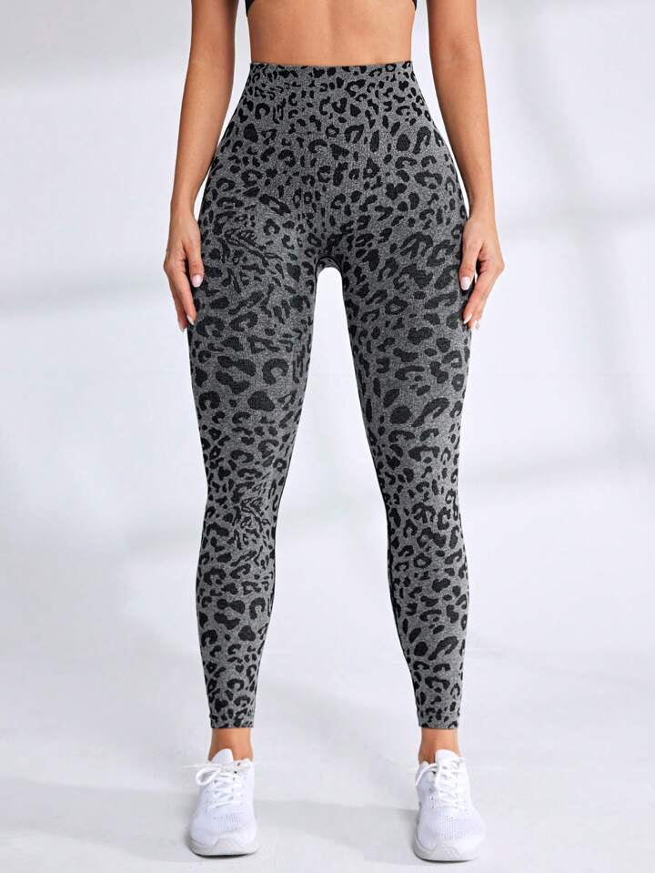 Leopard Print Seamless High Waist Stretchy Gym Leggings
