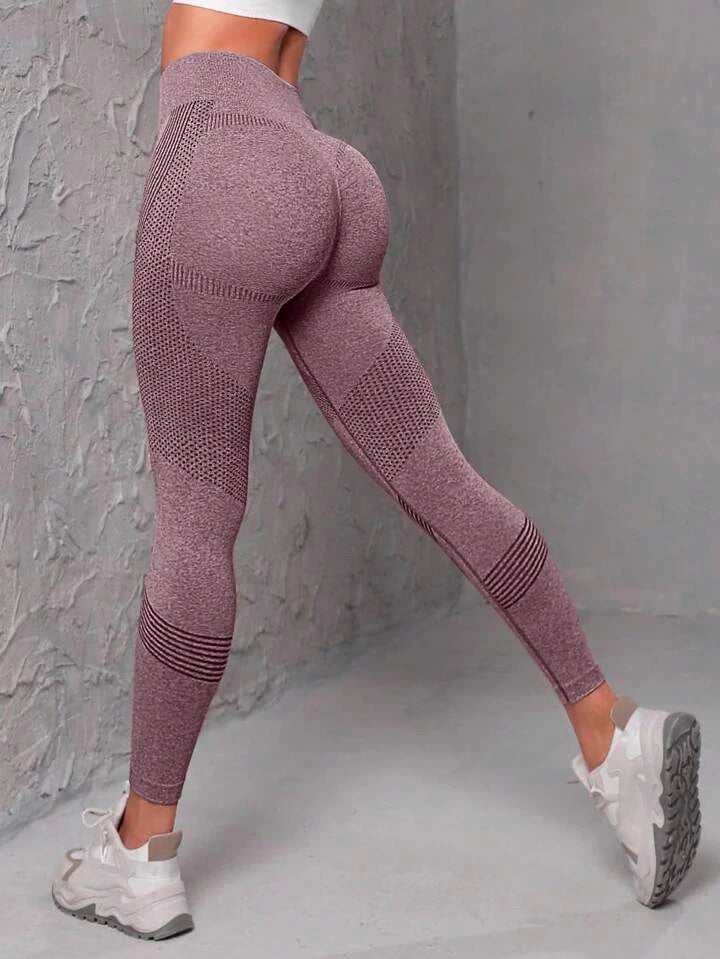 Seamless High Stretch Tummy Control Sports Leggings With Wide Waistband