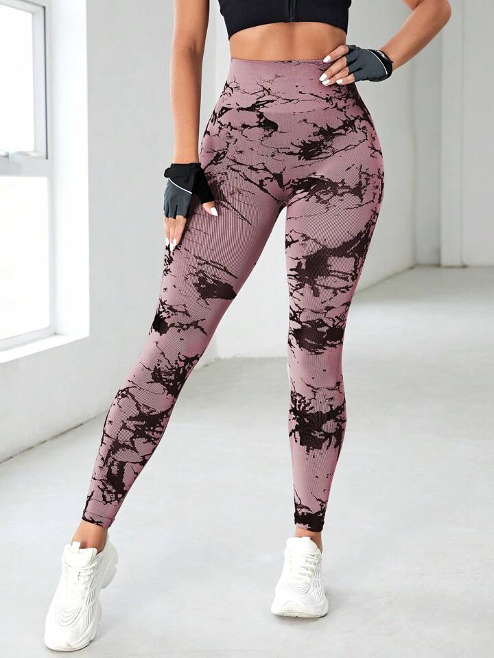 Tie Dye Wideband Waist Sports Leggings