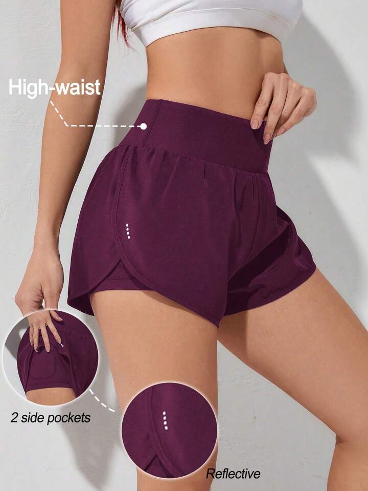 Running Wideband Waist Dolphin Hem Sports Shorts
