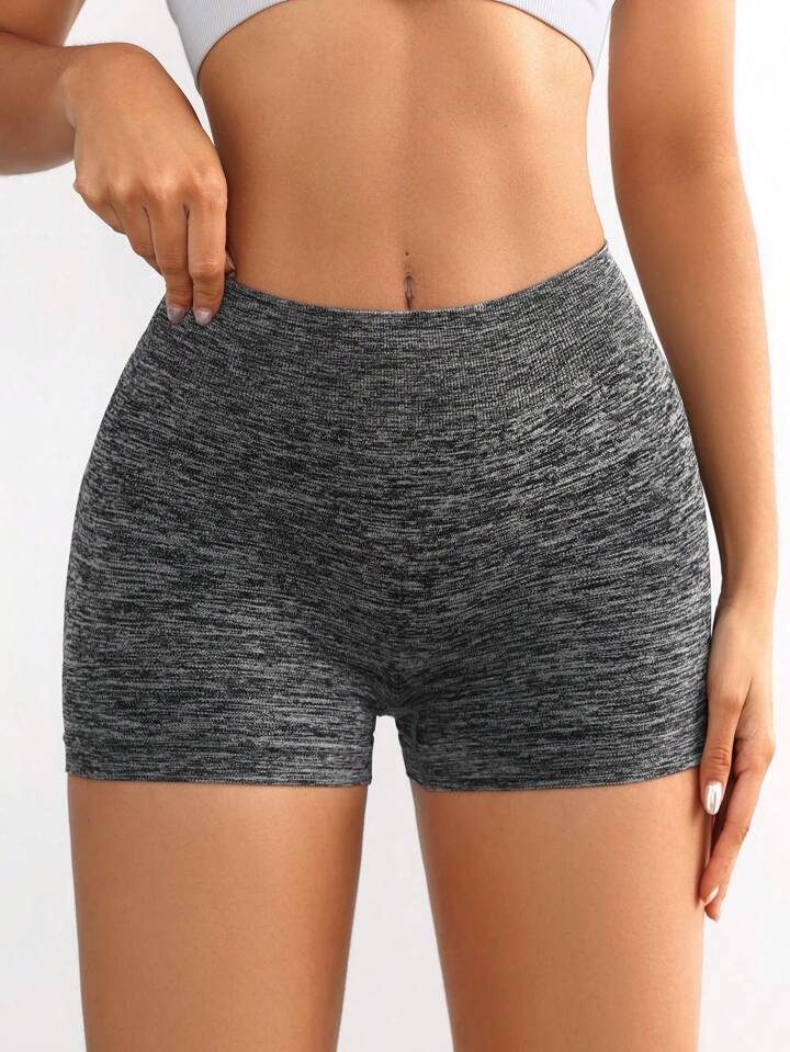 Women's Simple Solid Color Seamless Compression Running Shorts Booty Shorts