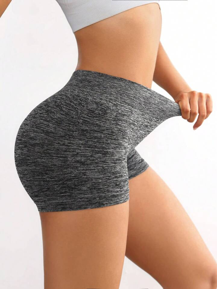 Women's Simple Solid Color Seamless Compression Running Shorts Booty Shorts