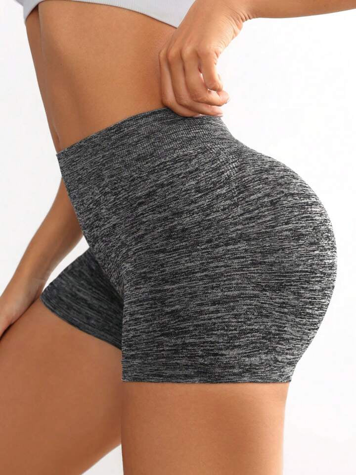 Women's Simple Solid Color Seamless Compression Running Shorts Booty Shorts