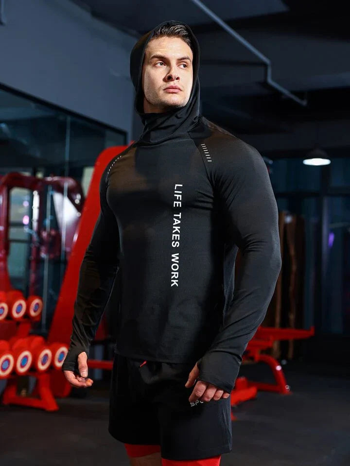 Men's Slogan Graphic Raglan Sleeve Sports Hoodie