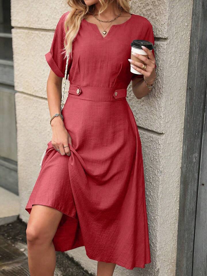 Neckline Batwing Sleeve Dress